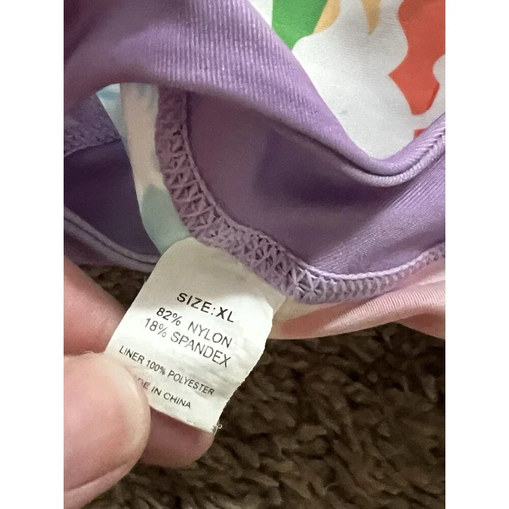Girls Rash Guard SZ XL Short Sleeve Swim Beach Sun Unicorns Colorful Nylon